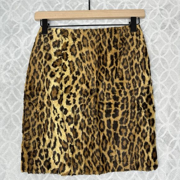 Vtg Cache Mini Skirt XS Petite Leopard Fuzzy Grunge Mobwife Sexy Party 90s 80s - Picture 1 of 11